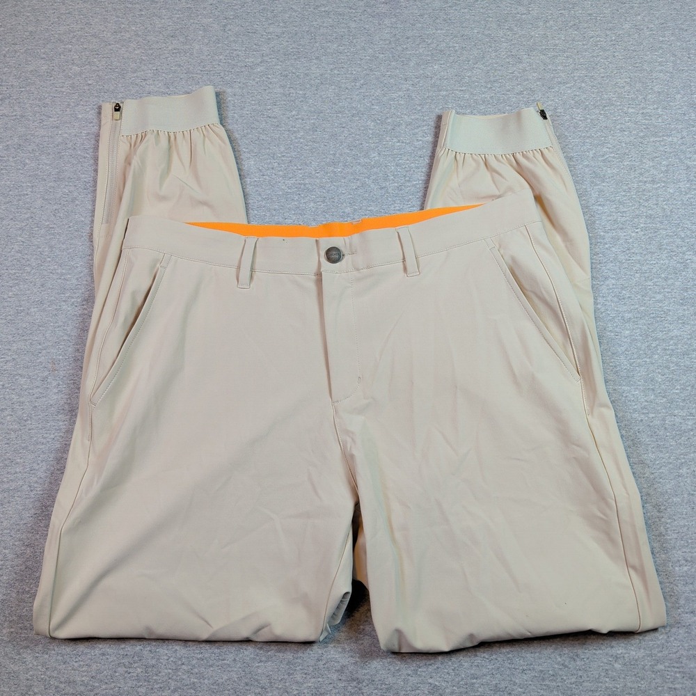 Macade Golf Mens Slim Fit Joggers Sand Beige Orange Waistband Size 34 R